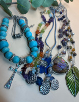 5 Necklaces Enamel / Stones / Beads / Cross