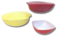 2 Vintage Solid Colour PYREX Covered Casserole Dishes + Small Bowl | See Description