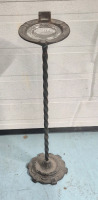 Vintage Wrought Iron Ashtray Stand with Glass Ashtray 25.5" Tall