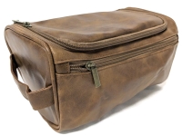 New Faux Leather Travel Toiletries Bag with Hook - 9" x 6" x 5" Tall