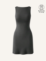 New Size Large Women's OGL Cooling Open Back Brami Mini Dress - Blue Charcoal | Retails Over $60