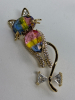 Elegant Gradient Watermelon <br/>Crystal Cat Brooch Rhinestone Luxurious Zirconia Approximately 2 x .75 Inch - 4