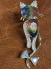 Elegant Gradient Watermelon <br/>Crystal Cat Brooch Rhinestone Luxurious Zirconia Approximately 2 x .75 Inch - 6