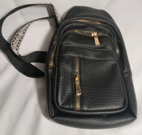 New | 8"x13" Faux Leather Cross over Backpack w/ Embroidered Strap |