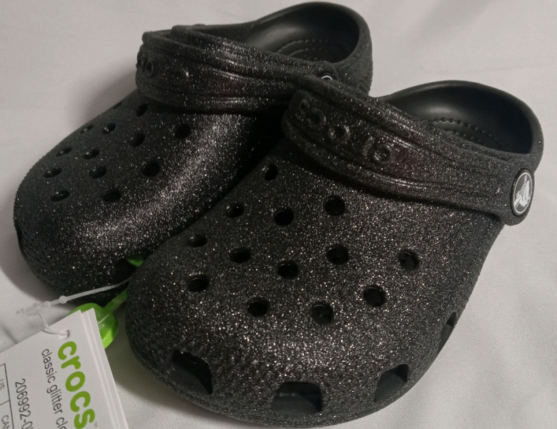 New | Size e10 Kids Crocs Classic Glitter Clogs