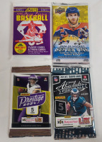 NFL Football , NHL Hockey & MLB Baseball Sealed Trading Card Wax Packs . Upper Deck , Score & Panini