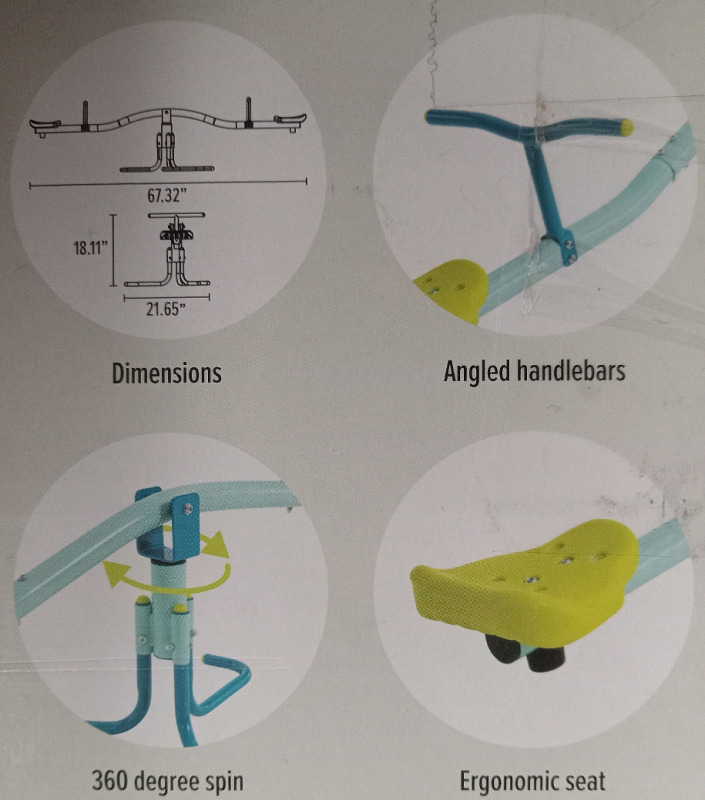 As New | 67.32" x 21.65" x 18.11" 360 Degree Spiro Seesaw | Appears to have all pieces upon first inspection