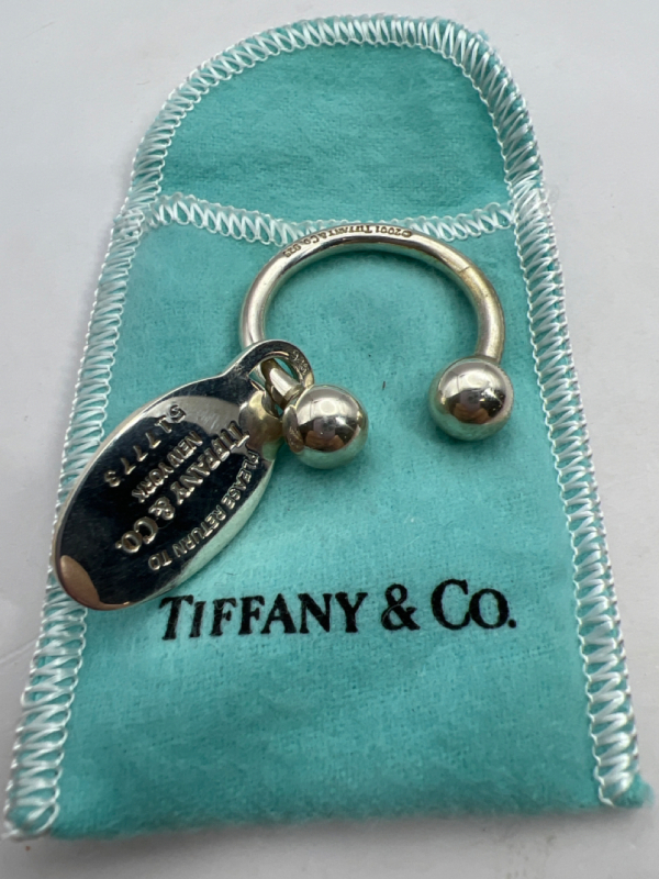 Tiffany & Company Hallmarked Key Chain in logo Bag