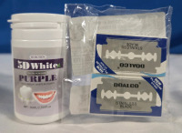 3 New | Bubchen 5D White Purple Teeth Powder & ( 2 ) Doalco Platinum ST300 SS Blade