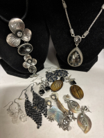 Two Statement Necklaces / 7 Pierced Earrings