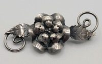 Vintage Sterling Silver Floral / Leaf Design Pin Brooch . Measures 2 1/4" wide