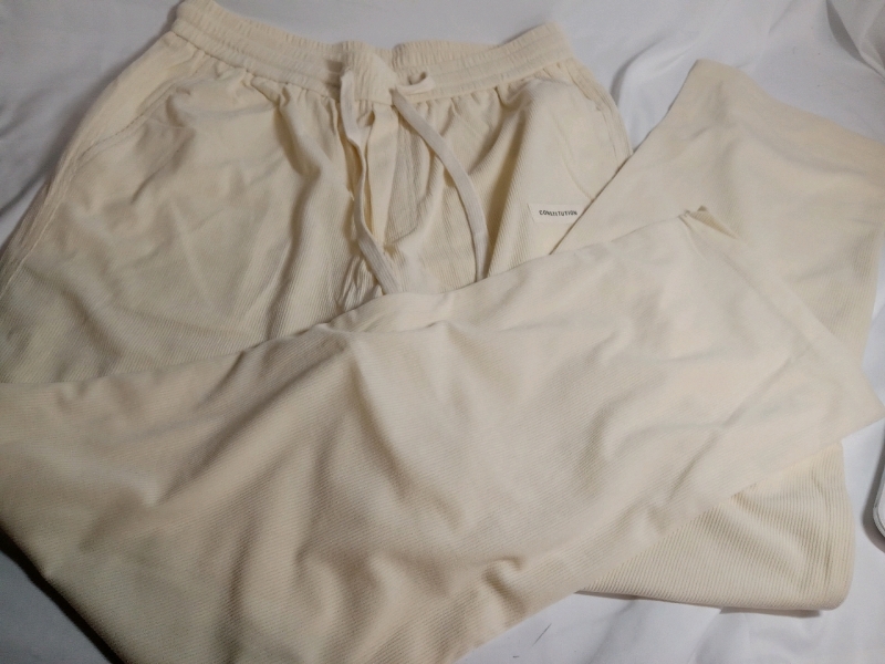 New | Size L Men's Ribbed Wide Leg Sweatpants