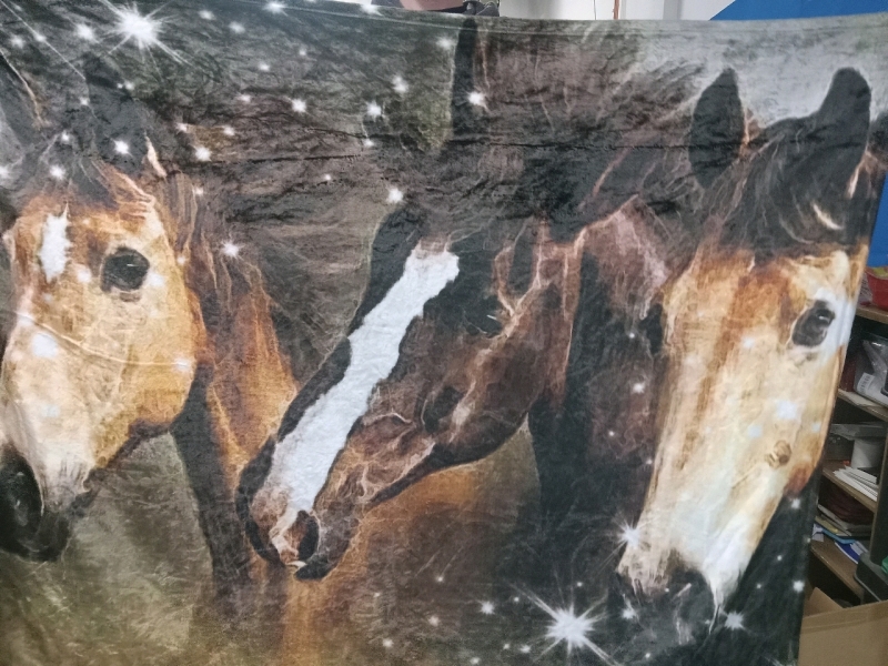 New | Horse Themed Throw Blanket Measures 54x47"