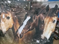 New | Horse Themed Throw Blanket Measures 54x47"