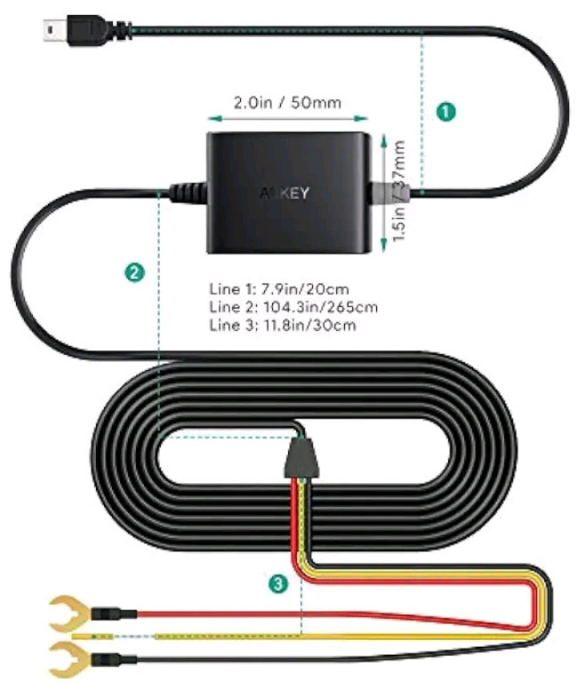 8 New | Aukey Dashcam Hardwire Kits