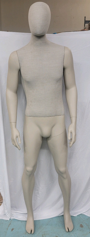 6ft Male Store Mannequin w/Movable Arms , Hands & Head . Not Free Standing , Will Need Base . Minor Wear from Store Display Use .
