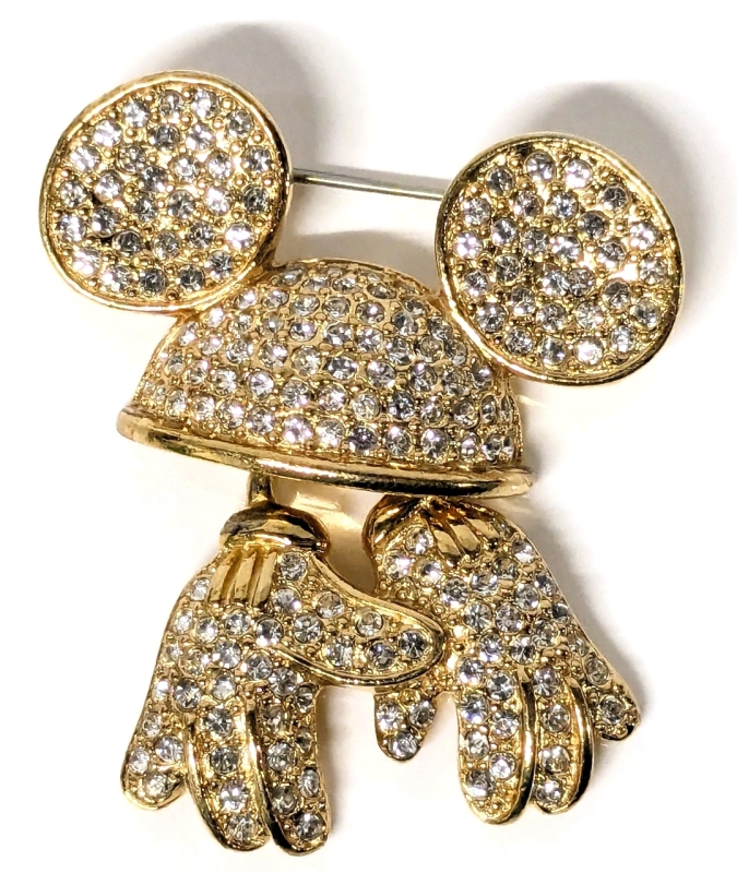Signed DISNEY Napier Mickey Mouse Hat & Dangly Gloves Brooch - 1.5" x 1.75"