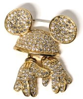 Signed DISNEY Napier Mickey Mouse Hat & Dangly Gloves Brooch - 1.5" x 1.75"