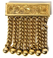 Masonic Freemasonry Gilt Apron Tassel Brooch Pin Made in England - PAT.95 2254 / NOS.957809 | 2.25" x 2.5"