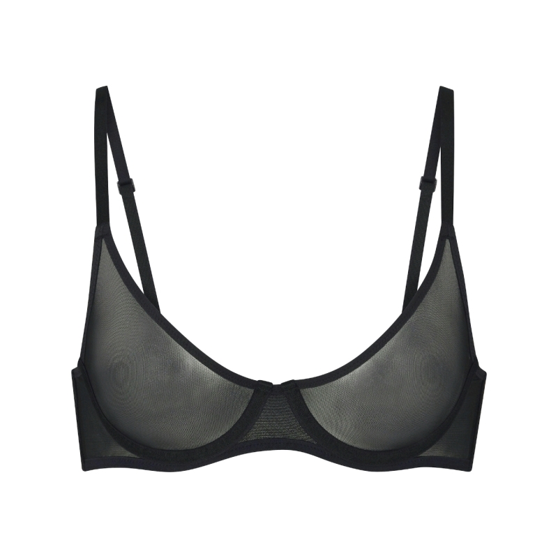 New Size 38D Women's SKIMS Ultra Fine Mesh Scoop Bra - Onyx | Retails Over $90!