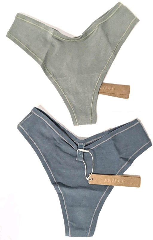 2 New Size Small Women's SKIMS Cotton Jersey Dipped Thong : Mineral & Kyanite | Over $50 Retail Value