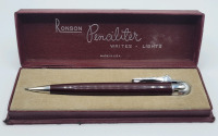 Vintage MCM Ronson Penciliter Mechanical Pencil Lighter w/Original Box . Pencil Working , Lighter Flick Working , Has Flint - No Fuel .