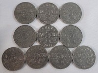 1927 - 1936 Canadian King George V 5 Cent Nickels . 1927 , 1928 , 1929 , 1930 , 1931 , 1932 , 1933 , 1934 , 1935 & 1936 . Consecutive Years . 10 Coins