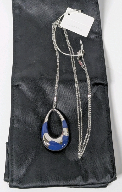 New CALVIN KLEIN Ellipse KJ3QLP090100 30" Necklace with CK Branded Satin Pouch & Original Price Tag - Retailed for $145