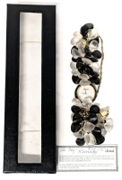 Vintage 1995 DUMAI Quartz Ladies Watch Festooned with Acrylic Mussel Shells, Safety Chain, Original Box & Card - 7" Long