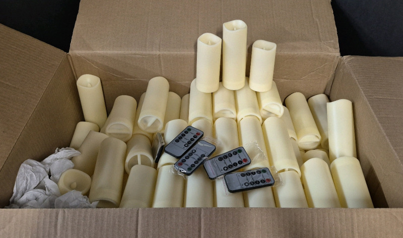 100+ As New Waterproof Outdoor Patio Flameless Candles with Remotes - 3 Different Heights 4.25", 5" and 6" Tall