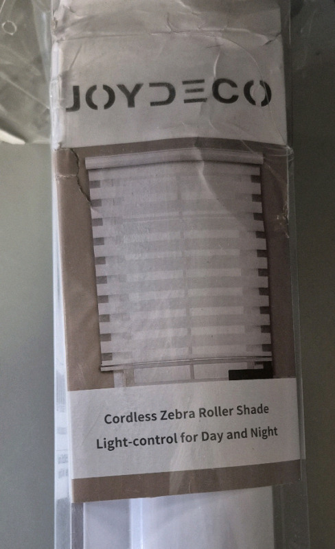 As New Joydeco Cordless Zebra Roller Shade 52 by 75" No Hardware