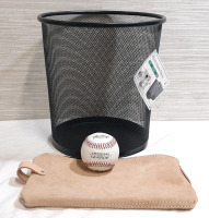 New Mesh Waste Basket (10&frac12;" Diameter, 11" Tall), Rawlings MLB Regulation Baseball & Brown Leather Tool Bag