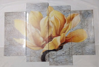 New - 4 Panel Floral Home Decor Wall Art . Measures 47"&times;33.5"