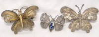 3 Vintage Filigree Butterfly Brooches