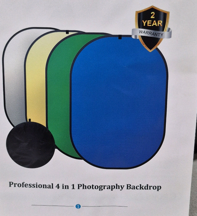 New 4 in 1 Photography Backdrop in Case Blue/Green/Gold/Silver 77.5" long and 57" wide
