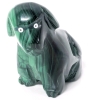 Stunning Vintage MALACHITE Carved Stone Dog Figure - 2" Tall