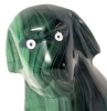 Stunning Vintage MALACHITE Carved Stone Dog Figure - 2" Tall - 2