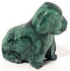 Stunning Vintage MALACHITE Carved Stone Dog Figure - 2" Tall - 3