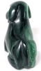 Stunning Vintage MALACHITE Carved Stone Dog Figure - 2" Tall - 4