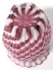 Vintage Unsigned FENTON Art Glass Cranberry Opalescent Spiral Optic Ribbed Vase - 4.75" Tall - 3