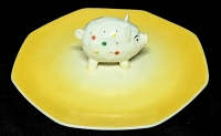 The Best Vintage 1950s MCM Czechoslovakia Polka Dot Pig Hors D'Oeuvre Plate Ever! - 12" Diameter