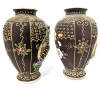 Gorgeous Pair Vintage Mini Satsuma-Style Vases Made in Japan Intricate Textured Detailing - 5" Tall ea - 4