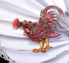 Elegant Rooster Brooch Rhinestones Approximately 1.9 x 2.5 Inch - 2