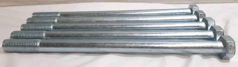5 New Coarse Zinc Hex Bolts from Midwest, 14" Long
