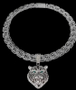 Domineering Green Eyed Tiger Head Shaped Pendant Paired With A 20 Inch Rhinestone Cuban Necklace