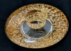 Stunning Signed ORREFORS Sweden Crystal Discus Optical Effect Gold Votive Candle Holder Designed by Lars Hellsten - 5.25" Across - 2