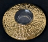 Stunning Signed ORREFORS Sweden Crystal Discus Optical Effect Gold Votive Candle Holder Designed by Lars Hellsten - 5.25" Across - 3