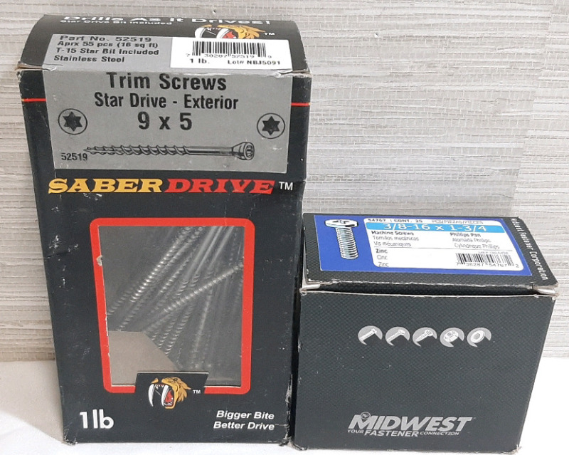 New Saber Drive Star Drive Trim Screws (Aprx 55 pcs) & Midwest Zinc Machine Screws (25pcs)