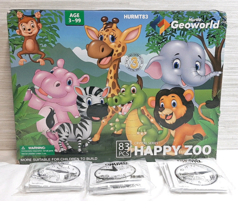 New Hurtle GeoWorld Happy Zoo Magnetic Shape Clips (83pcs) & 3 Packs of Laminated Clock Dials (10pcs in each, 30pcs in Total)