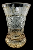 Vintage Bohemian Etched Grape Vines Cross Cut Amber Flash Glass Vase - 6.5" Tall